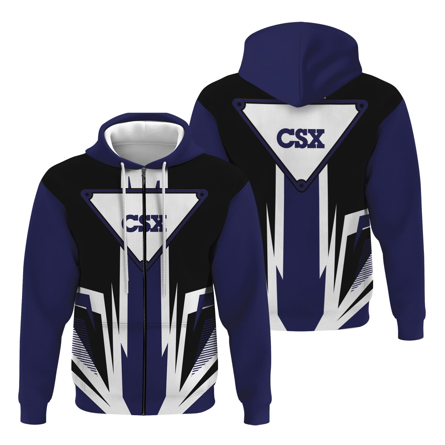 Railspirit CSX Transportation Railroad Hoodie Bold Graphic Style All Over Printed Zip Up Hoodie