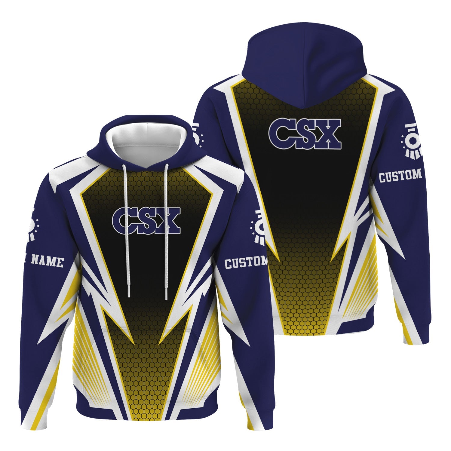 Railspirit Personalized CSX Transportation Railroad Hoodie Lightning Graphic Style Zip Up Hoodie Gift Idea For Train Lover