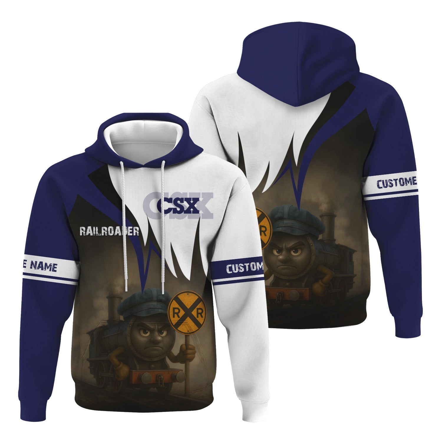 Railspirit Personalized CSX Transportation Railroad Hoodie Angry Train Hoodie Gift Idea For Train Lover
