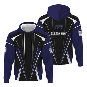 Railspirit Personalized CSX Transportation Railroad Hoodie Lightning-Edge Design Train Zip Up Hoodie For Railroad Lovers