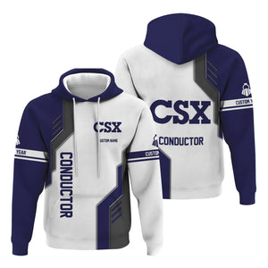 Railspirit Personalized CSX Transportation Railroad Hoodie Unique Railway Style with Custom Job Train Zip Up Hoodie