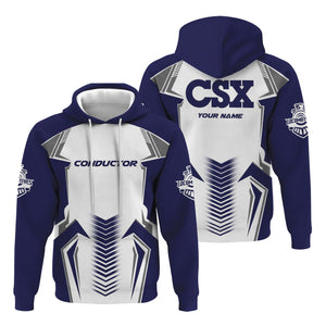 Railspirit Personalized CSX Transportation Railroad Hoodie Standout Style with Custom Position Train Zip Up Hoodie