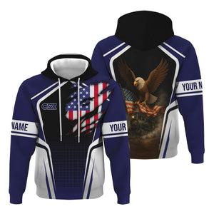 Railspirit Personalized CSX Transportation Railroad Hoodie American Eagle Vintage Train Zip Up Hoodie