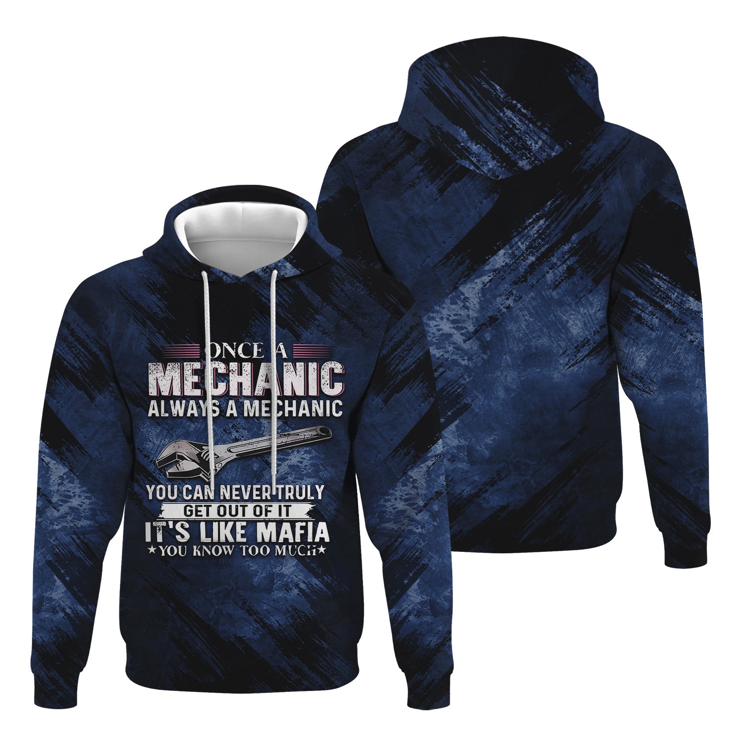 Once A Mechanic Always A Mechanic Hoodie Funny Printed Vintage Mechanic Unisex Hoodie with Color Options