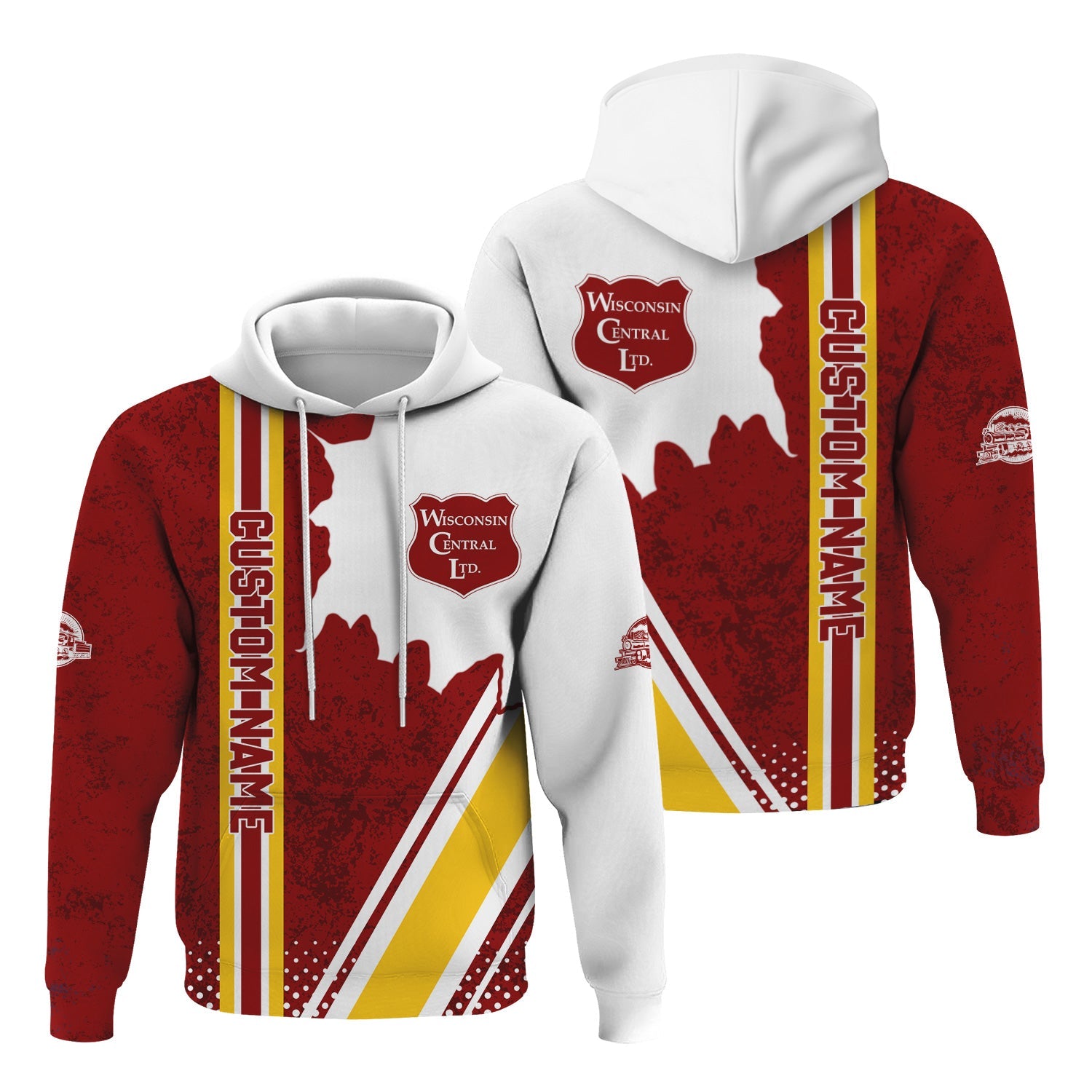 Railspirit Personalized Wisconsin Central Ltd Railroad Hoodie All Over Printed Unisex Zip Up Hoodie