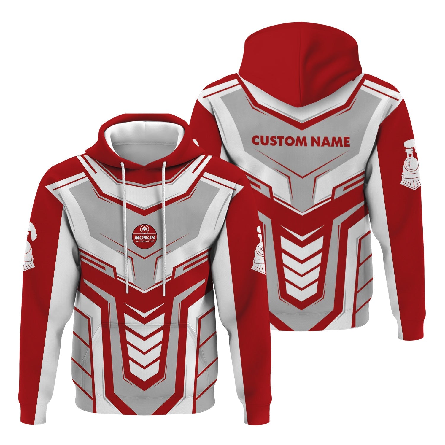 Railspirit Personalized Monon Railroad Hoodie Armor-Inspired Design Train Zip Up Hoodie All Over Print