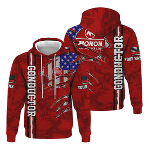 Railspirit Personalized Monon Railroad Hoodie USA Flag Claw Art with Custom Job Train Zip Up Hoodie