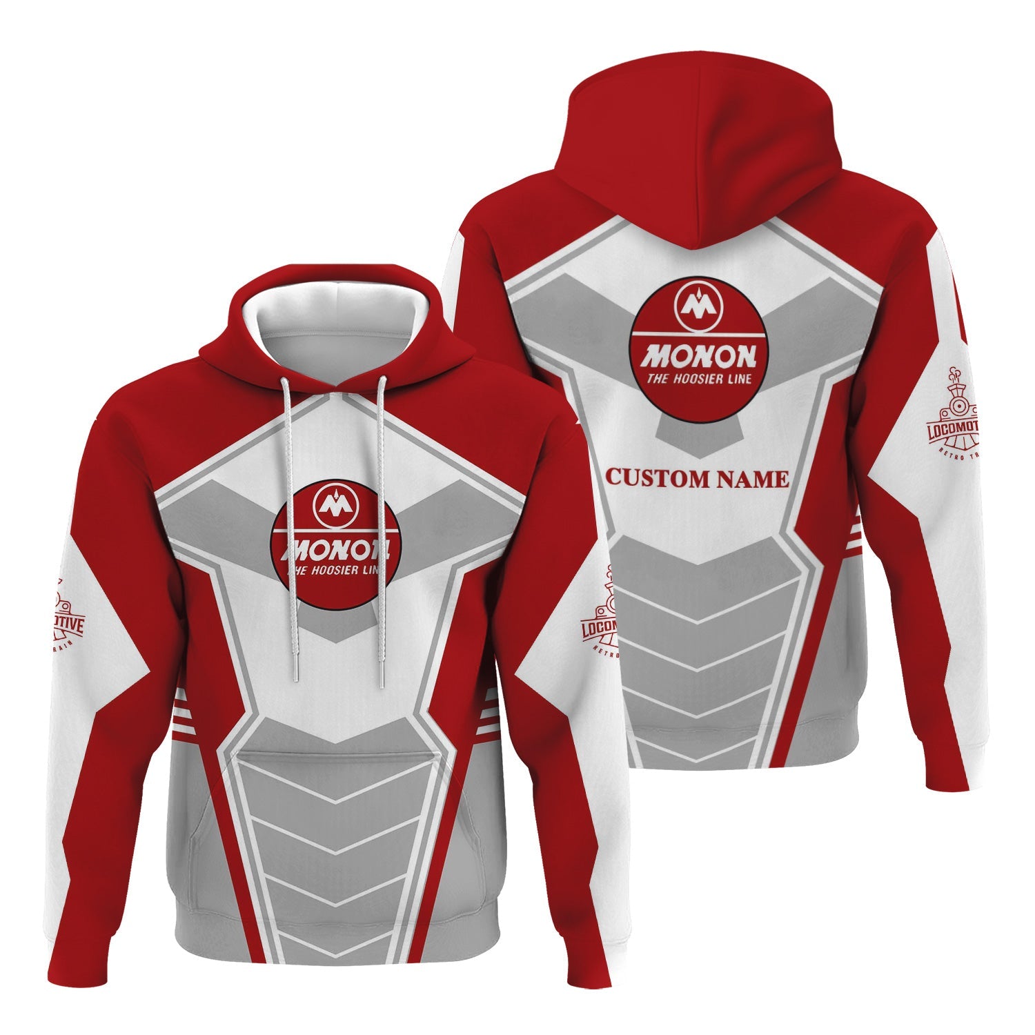 Railspirit Personalized Monon Railroad Hoodie Engine-Inspired Style Train Zip Up Hoodie for Railroad Fanatic