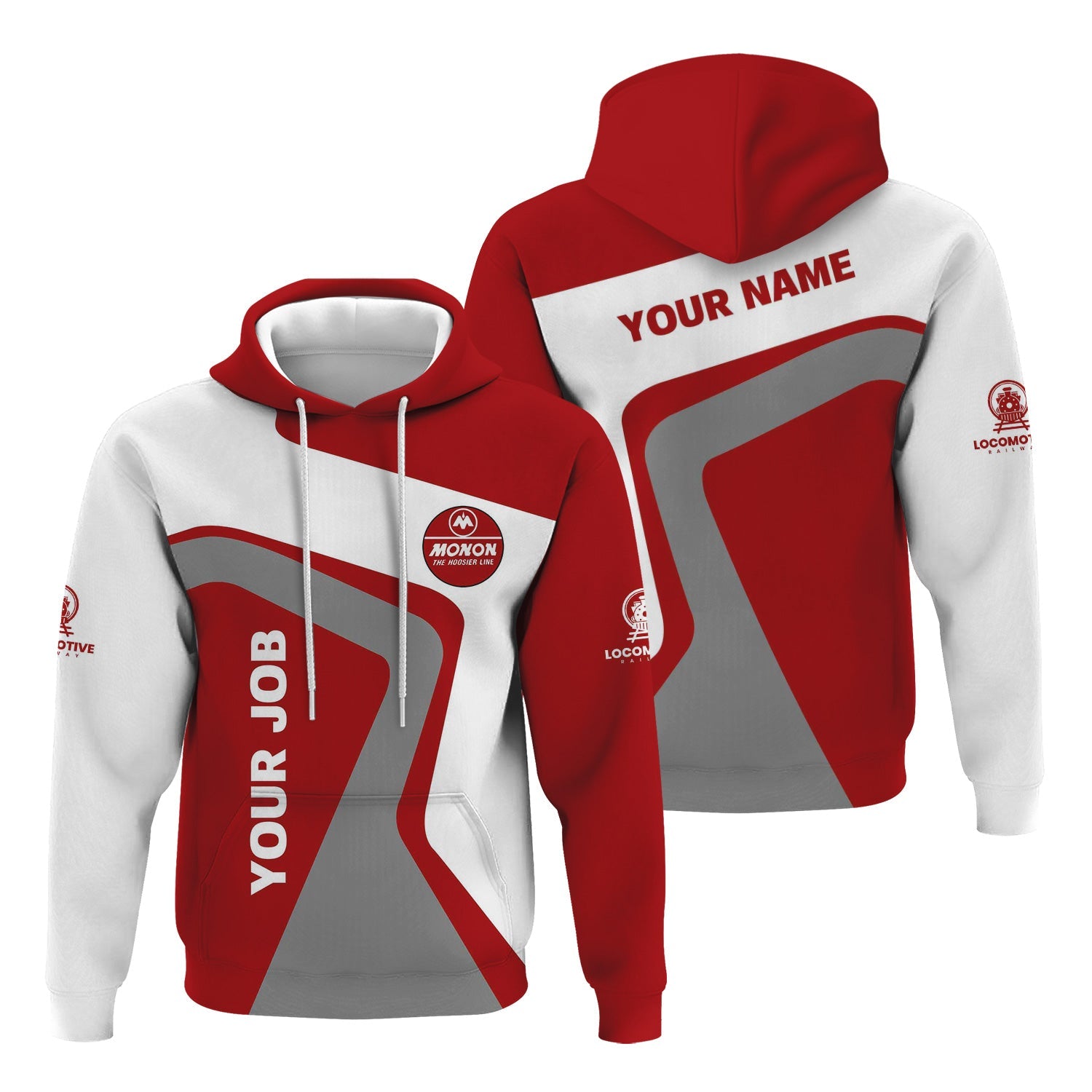 Railspirit Personalized Monon Railroad Hoodie Unique Design with Custom Job Position Train Zip Up Hoodie