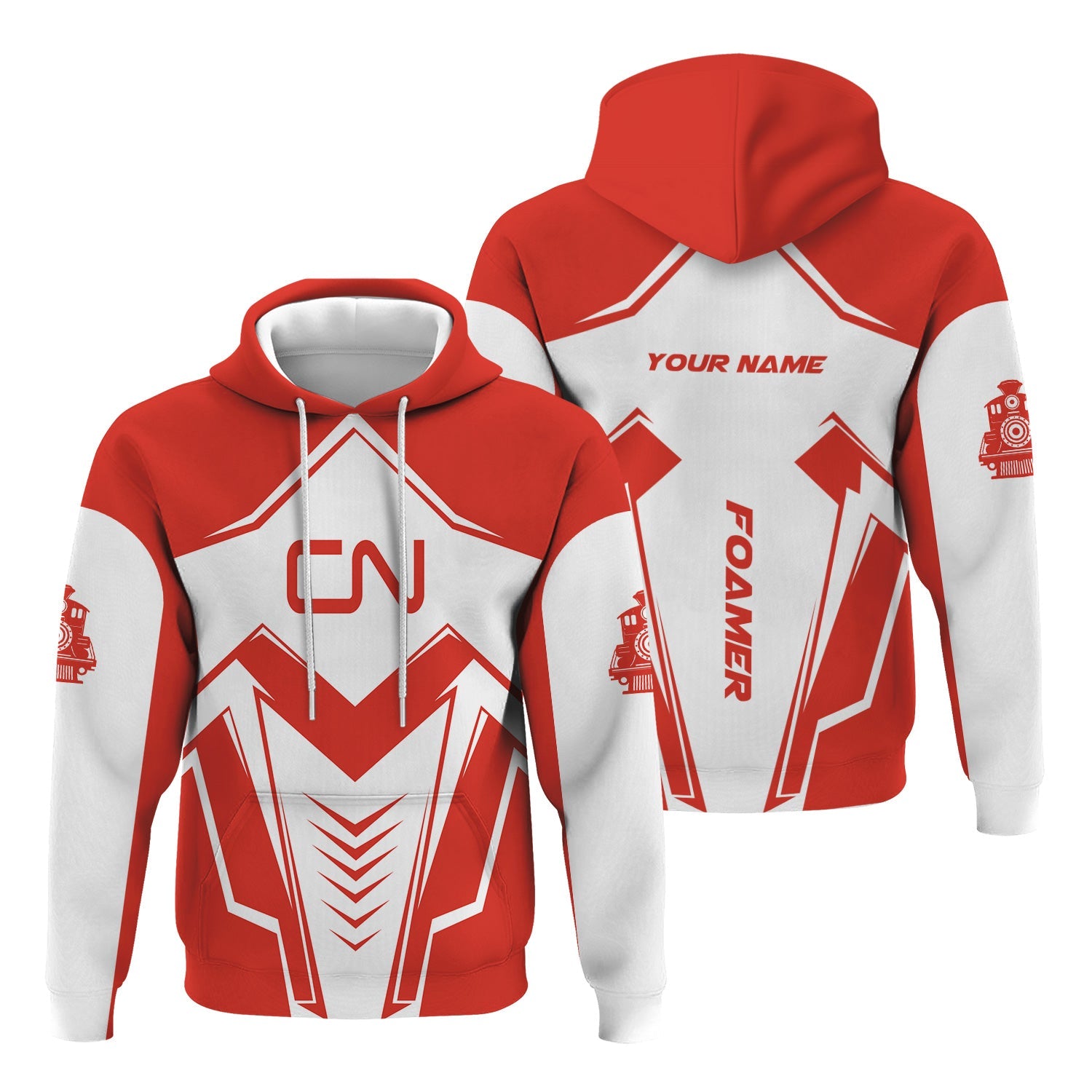 Railspirit Personalized Canadian National Railroad Hoodie Railway Trainspotter Style Zip Up Hoodie Gift Idea For Foamers