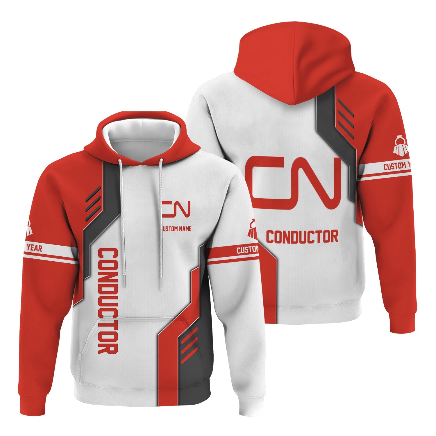 Railspirit Personalized Canadian National Railroad Hoodie Unique Railway Style with Custom Job Train Zip Up Hoodie