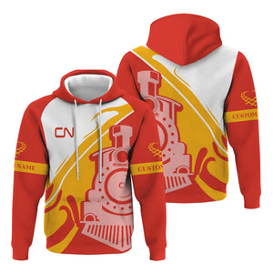 Railspirit Personalized Canadian National Railroad Hoodie Flame-Inspired Style Zip Up Hoodie Gift Idea For Train Lovers