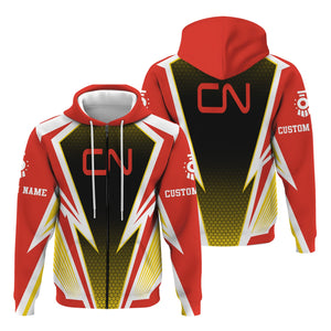 Railspirit Personalized Canadian National Railroad Hoodie Lightning Graphic Style Zip Up Hoodie Gift Idea For Train Lover