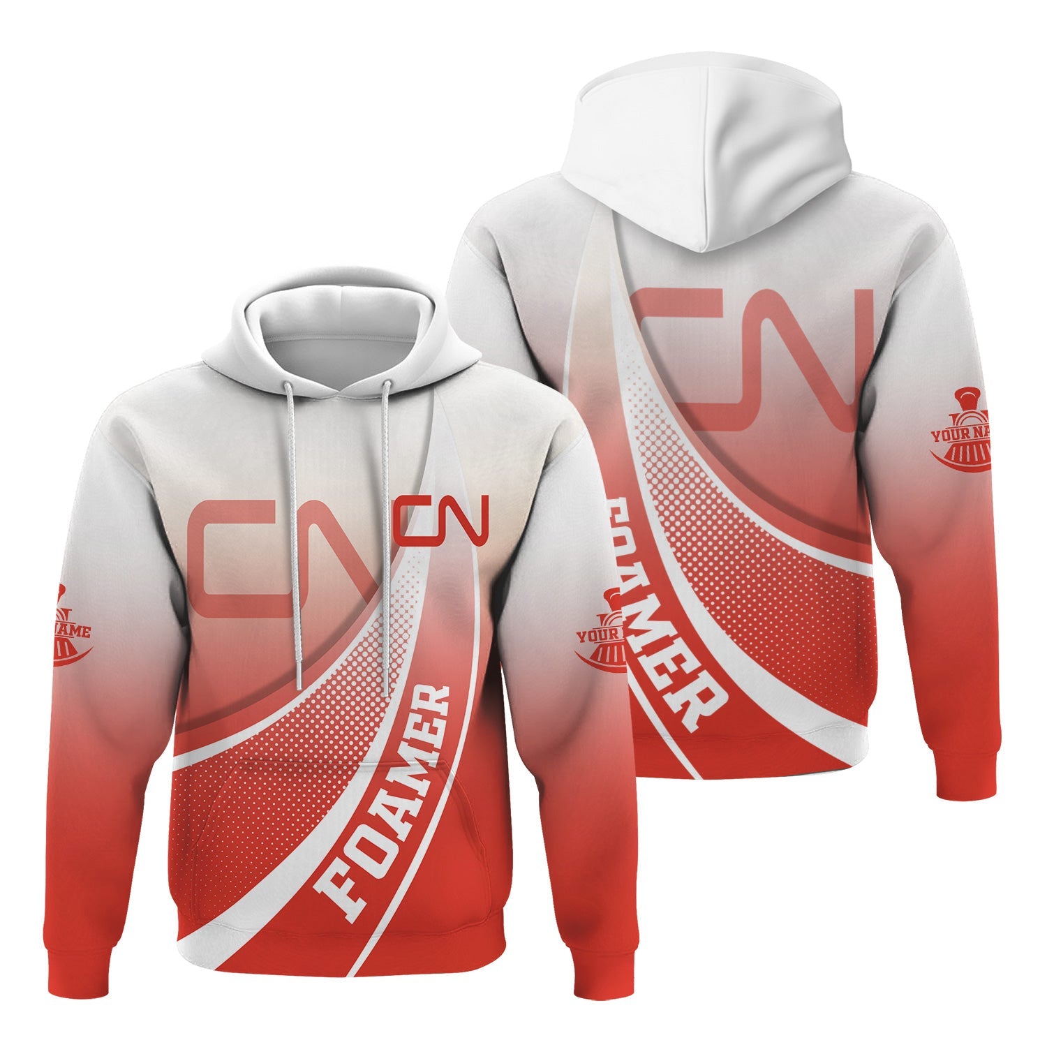 Railspirit Personalized Canadian National Railroad Hoodie Railway-Themed Style Zip Up Hoodie Gift Idea For Trainspotter