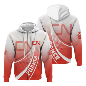 Railspirit Personalized Canadian National Railroad Hoodie Railway-Themed Style Zip Up Hoodie Gift Idea For Trainspotter