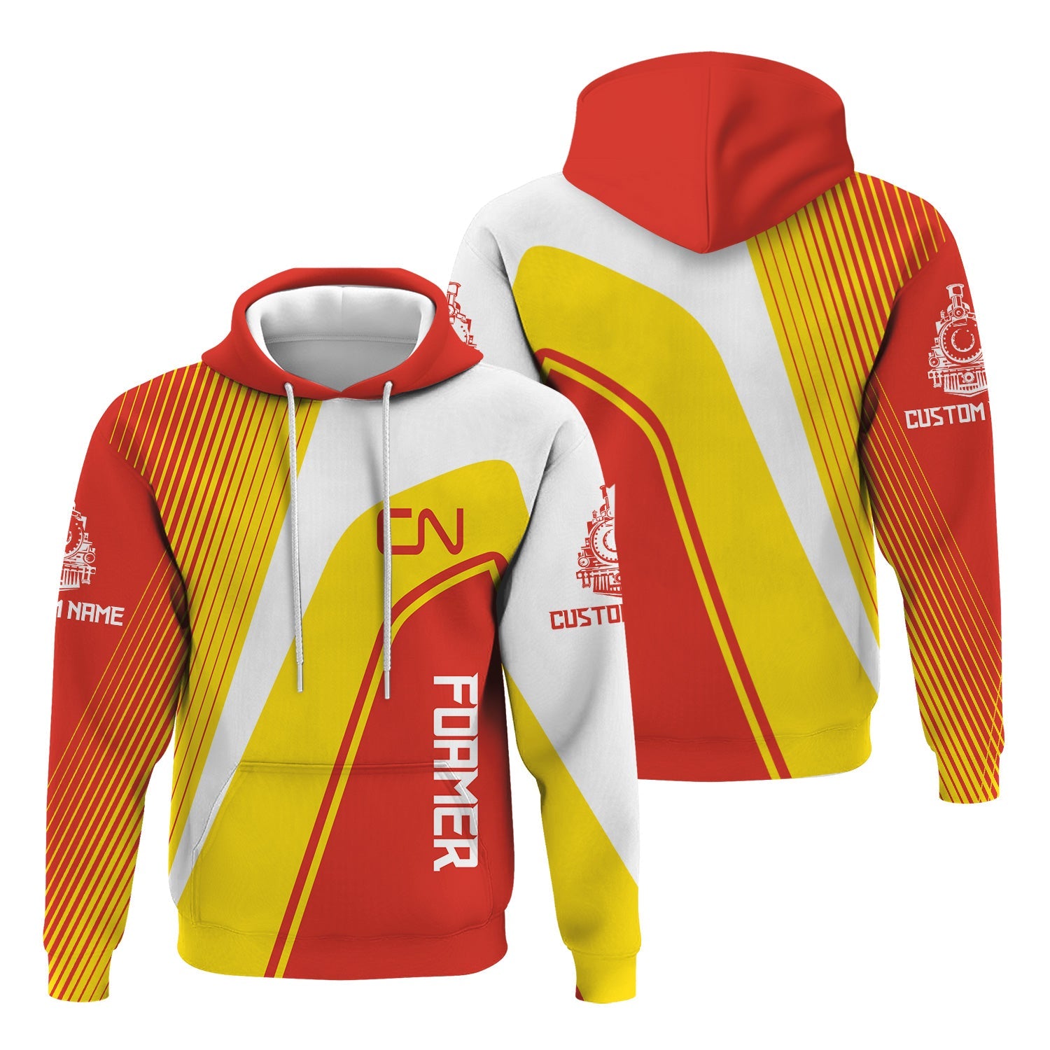 Railspirit Personalized Canadian National Railroad Hoodie Vibrant Striking Style Zip Up Hoodie For Rail Enthusiasts