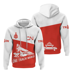 Railspirit Custom Name Canadian National Railroad Hoodie One Track Mind Printed Zip Hoodie