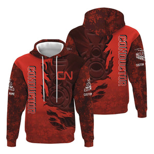 Railspirit Personalized Canadian National Railroad Hoodie Blazing Style with Custom Position Train Zip Up Hoodie