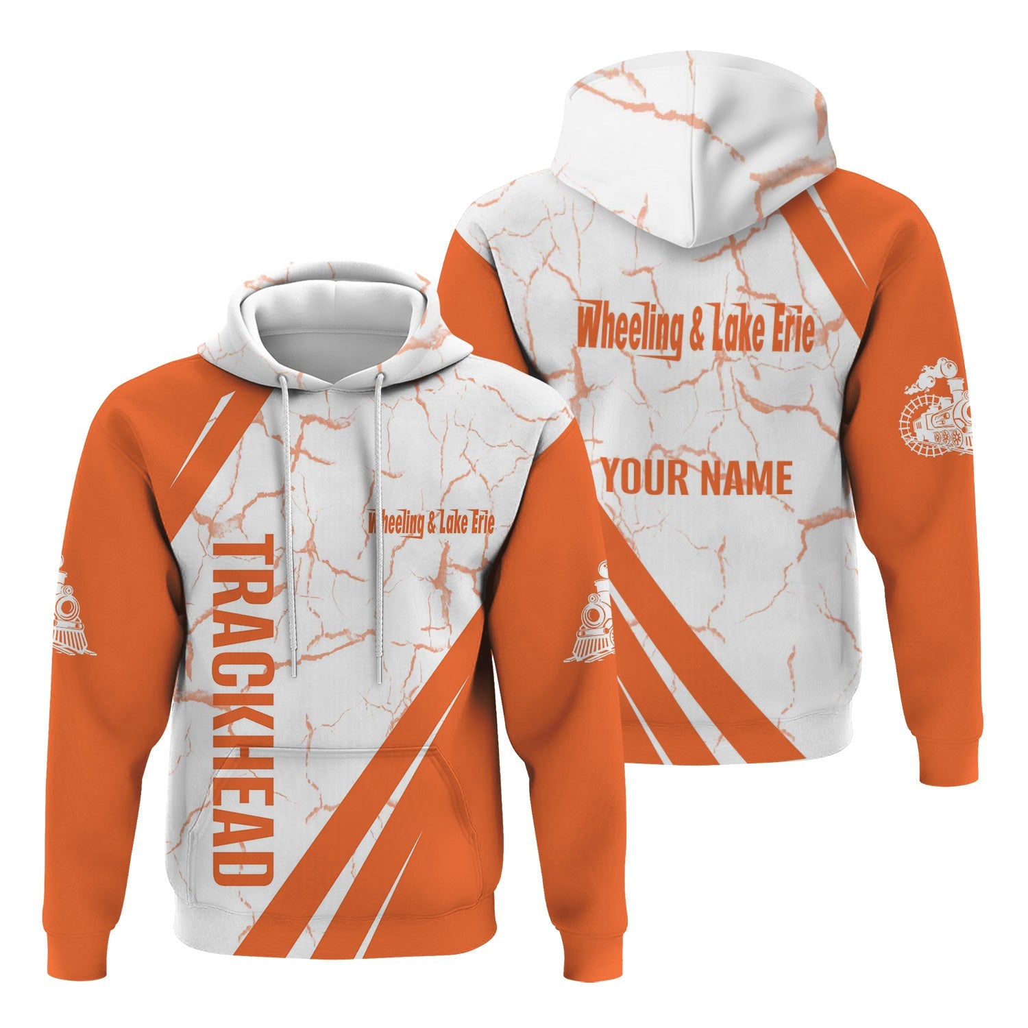 Railspirit Personalized Wheeling And Lake Erie Railroad Hoodie Crackle Texture Style Train Zip Up Hoodie For Trackhead