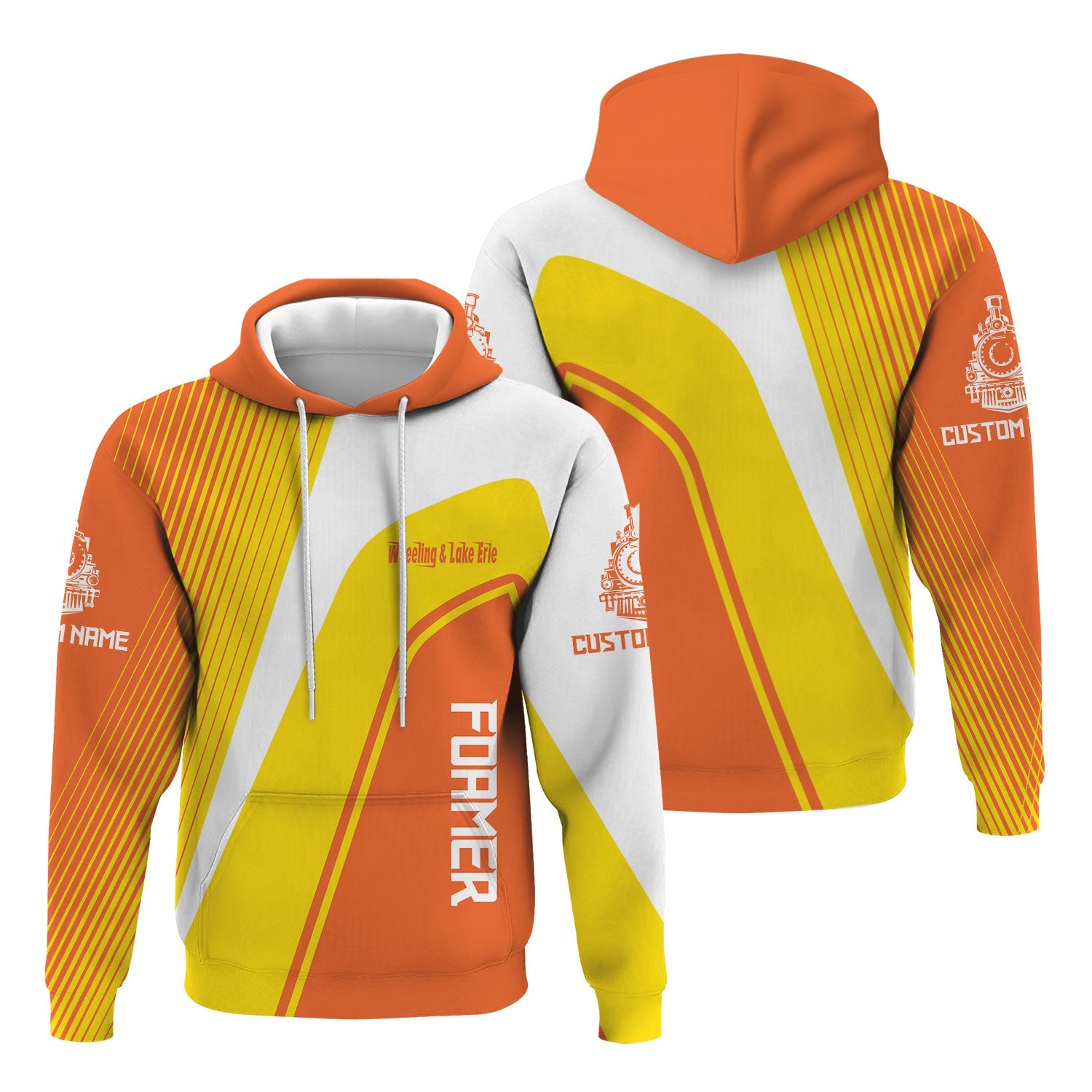 Railspirit Personalized Wheeling And Lake Erie Railroad Hoodie Vibrant Striking Style Zip Up Hoodie For Rail Enthusiasts