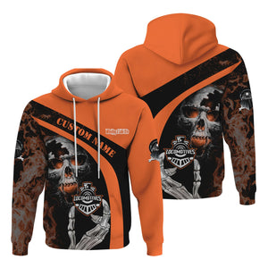 Railspirit Personalized Wheeling And Lake Erie Railroad Hoodie Flame Skull Design Train Zip Up Hoodie for Locomotive Fans
