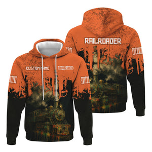 Railspirit Personalized Wheeling And Lake Erie Railroad Hoodie Vintage Train Art Style Zip Up Hoodie For Locomotive Fans