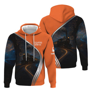 Railspirit Personalized Wheeling And Lake Erie Railroad Hoodie Steampunk Locomotive with Custom Year Train Zip Up Hoodie