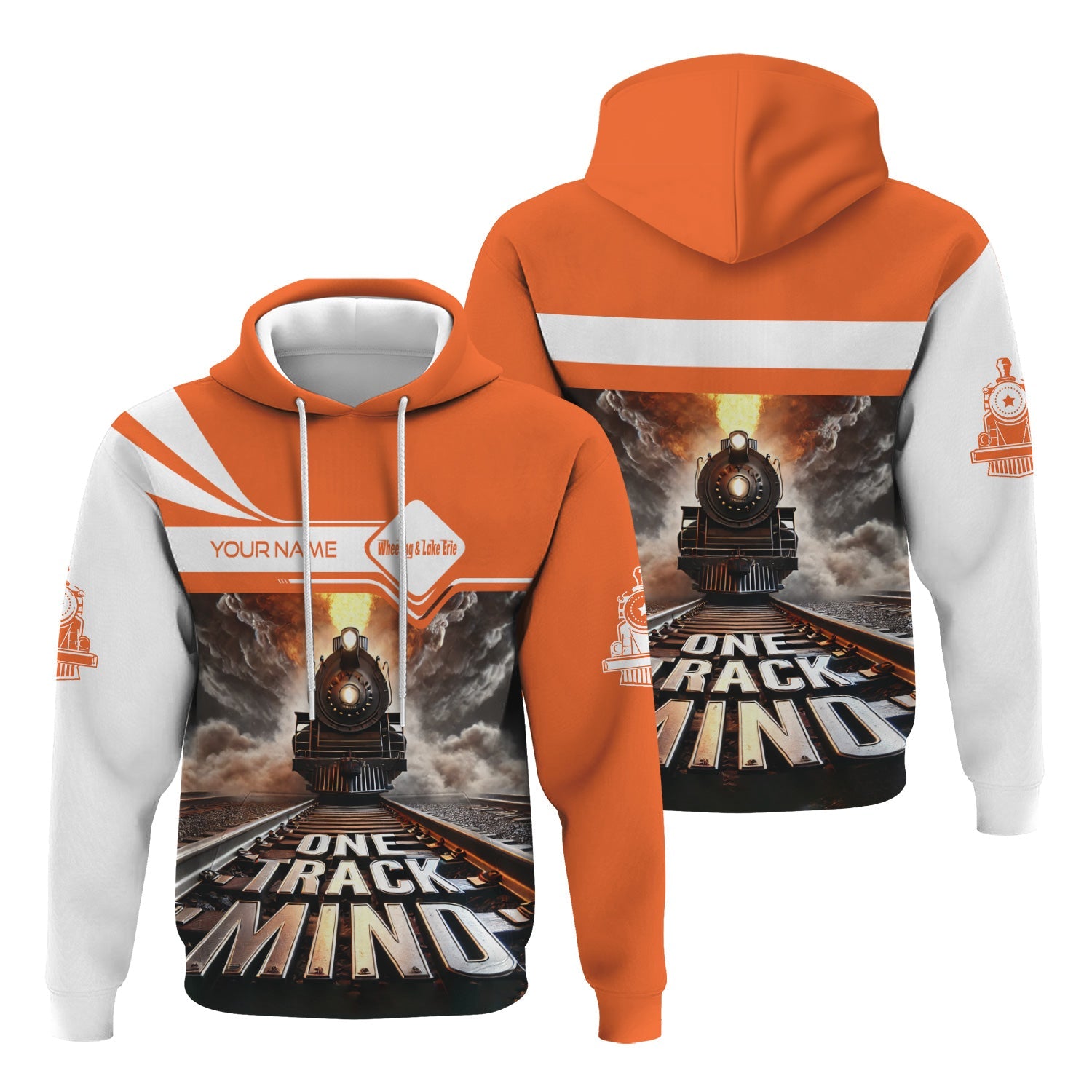 Railspirit Personalized Wheeling And Lake Erie Railroad Hoodie One Track Mind Train Printed ZIp Up Hoodie