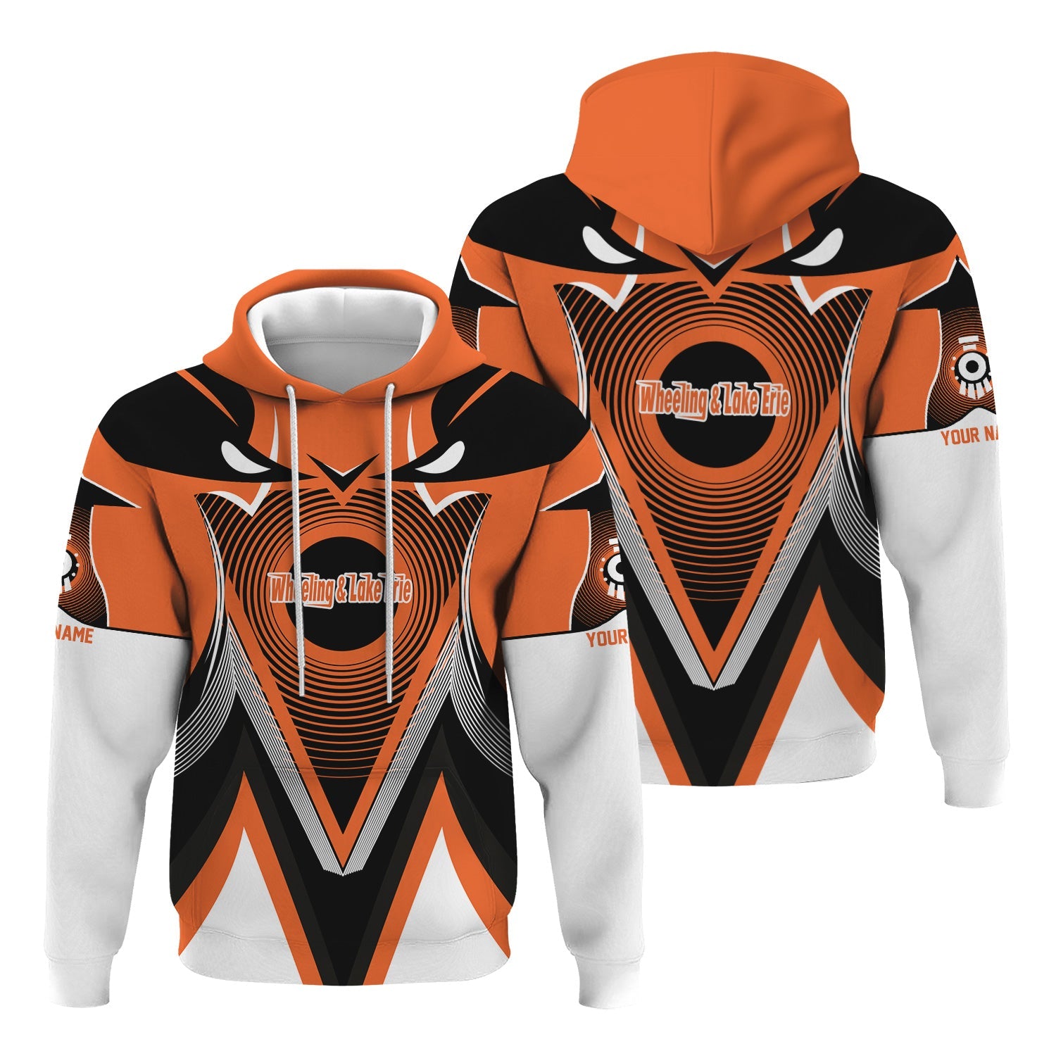 Railspirit Personalized Wheeling And Lake Erie Railroad Hoodie Vibrant Graphic Pattern Zip Up Hoodie For Train Enthusiasts