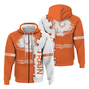 Railspirit Personalized Wheeling And Lake Erie Railroad Hoodie Engine Heartbeat and Track Love Style Zip Up Hoodie Gift Idea For Train Lovers