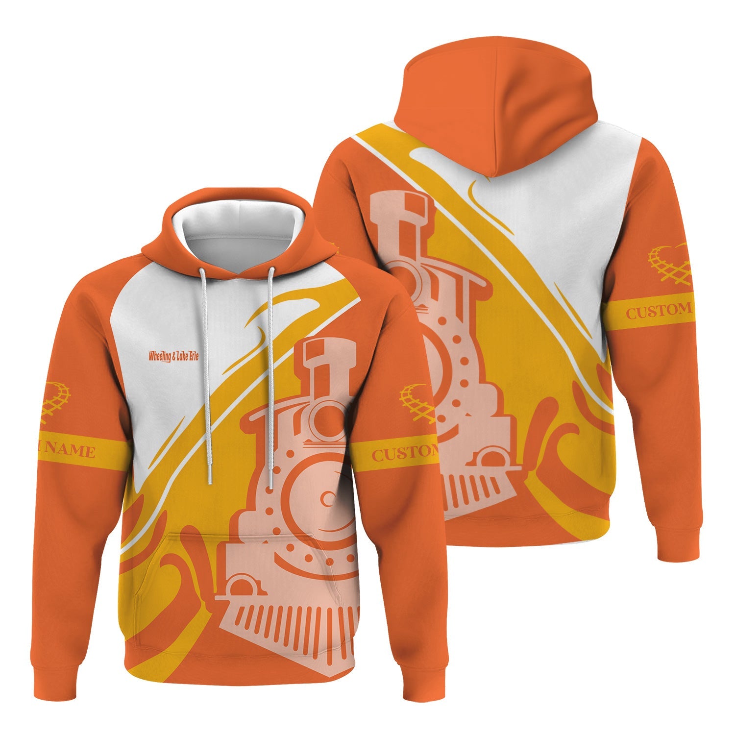 Railspirit Personalized Wheeling And Lake Erie Railroad Hoodie Flame-Inspired Style Zip Up Hoodie Gift Idea For Train Lovers