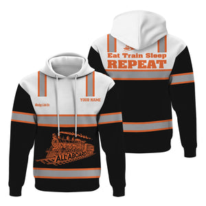 Railspirit Custom Name Wheeling And Lake Erie Railroad Hoodie Eat Train Sleep Repeat Printed Train Zip Hoodie
