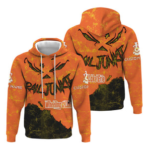 Railspirit Personalized Wheeling And Lake Erie Railroad Hoodie Torn Graphic Style Train Zip Up Hoodie For Rail Junkie