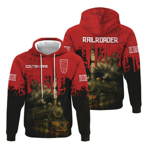 Railspirit Personalized Bangor And Aroostook Railroad Hoodie Vintage Train Art Style Zip Up Hoodie For Locomotive Fans