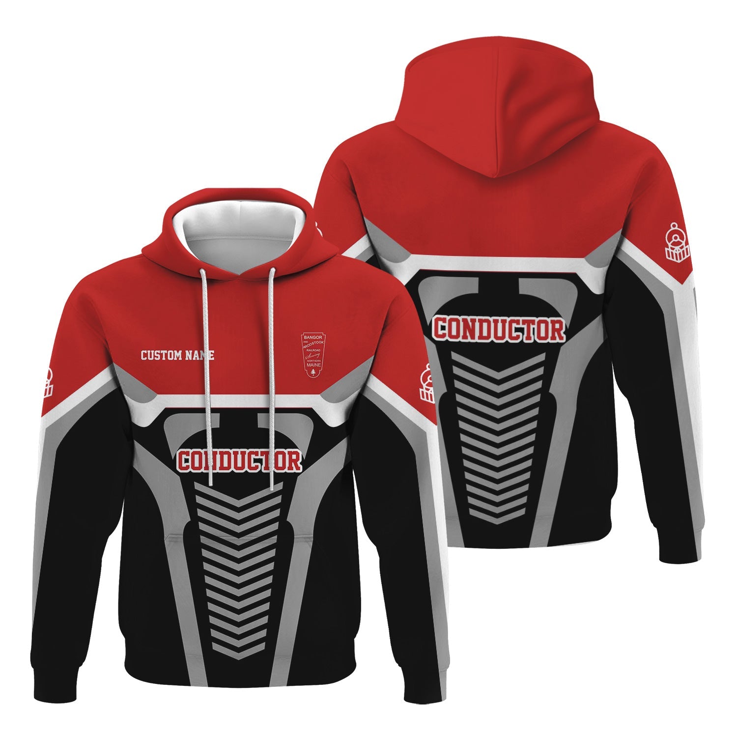 Railspirit Personalized Bangor And Aroostook Railroad Hoodie Track-Inspired with Custom Job Position Train Zip Up Hoodie