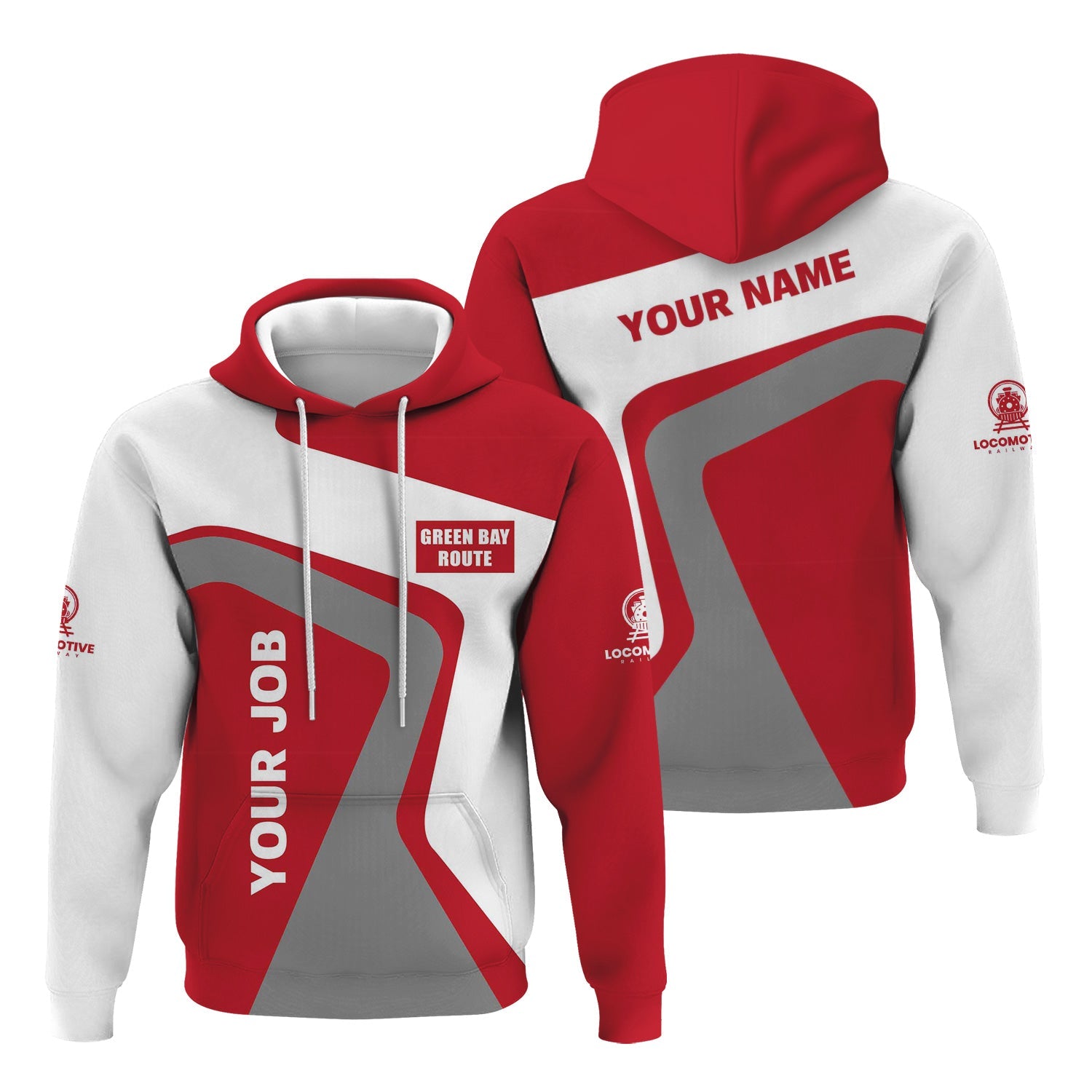 Railspirit Personalized Green Bay & Western Railroad Hoodie Unique Design with Custom Job Position Train Zip Up Hoodie