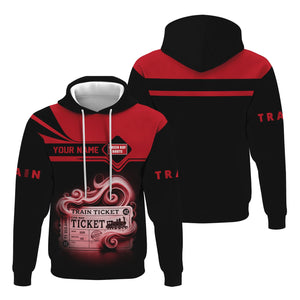 Railspirit Custom Name Green Bay & Western Railroad Hoodie American Train Ticket Printed Zip Hoodie