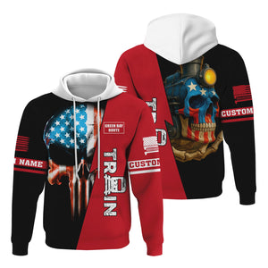 Railspirit Personalized Green Bay & Western Railroad Hoodie Train Skull American Flag Zip Up Hoodie All Over Print