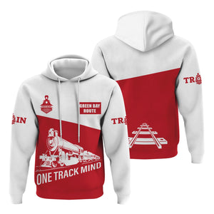 Railspirit Custom Name Green Bay & Western Railroad Hoodie One Track Mind Printed Zip Hoodie