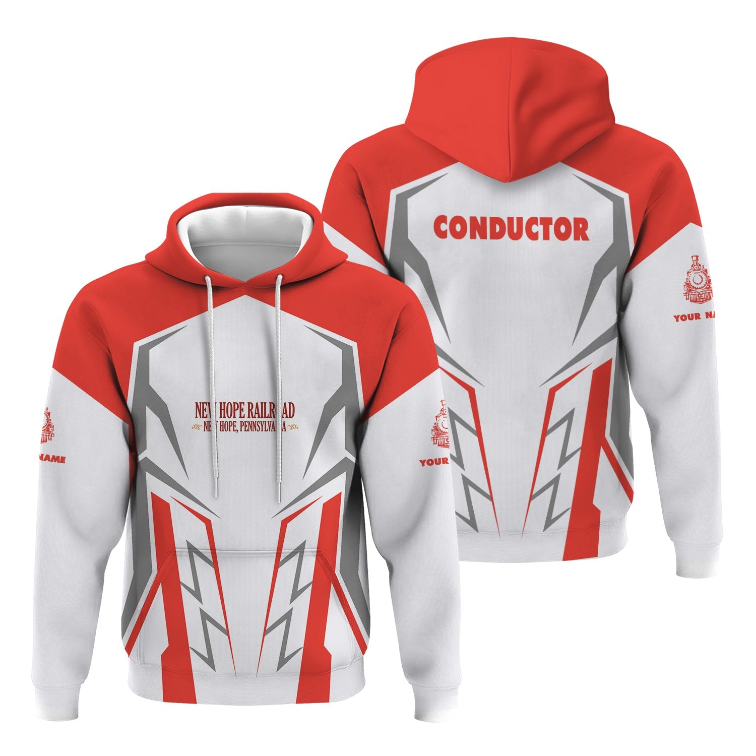 Railspirit Personalized New Hope Railroad Hoodie Futuristic Design with Custom Job Train Zip Up Hoodie