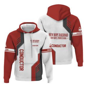 Railspirit Personalized New Hope Railroad Hoodie Unique Railway Style with Custom Job Train Zip Up Hoodie