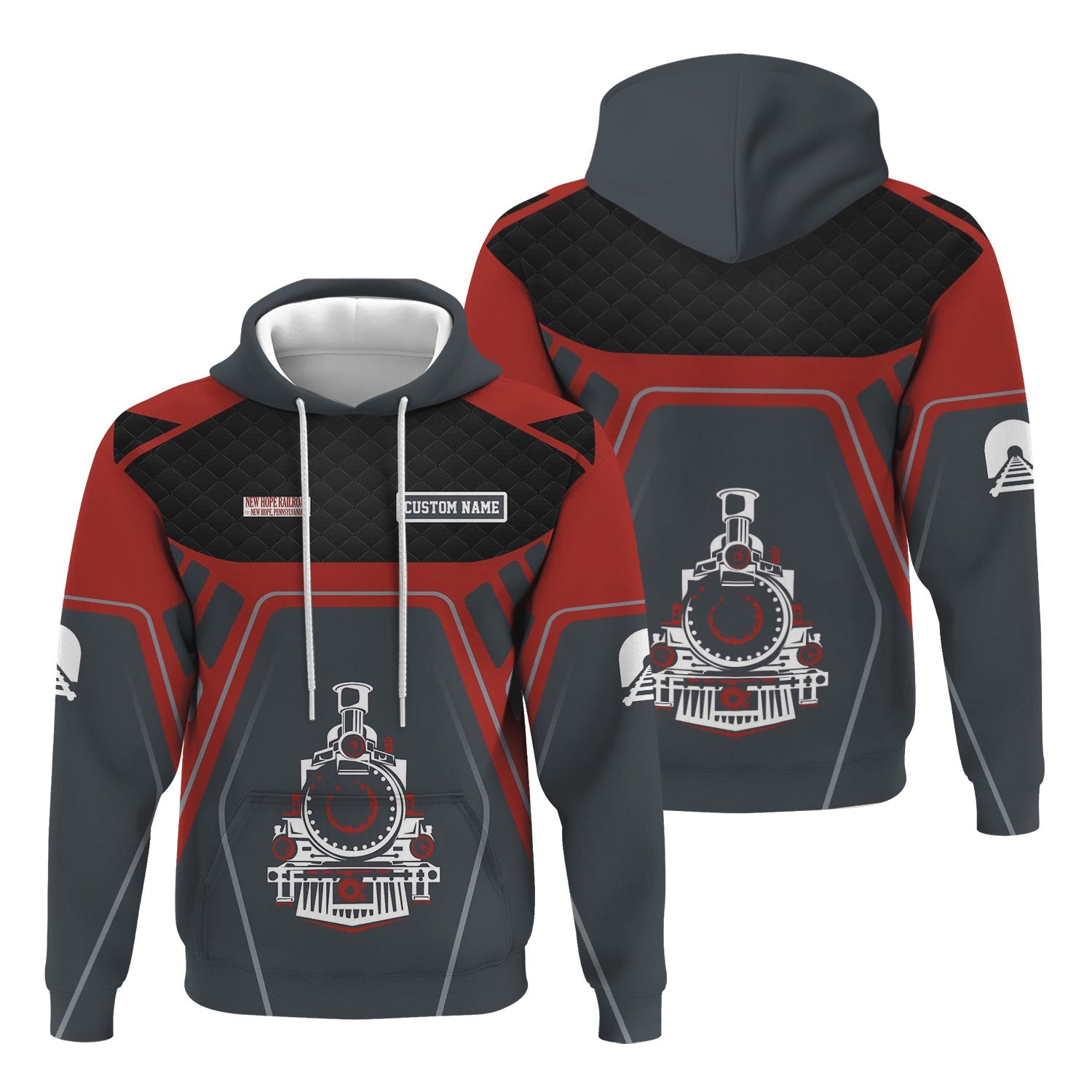 Railspirit Personalized New Hope Railroad Hoodie Steam Locomotive Engine Graphic Train Zip Up Hoodie All Over Print