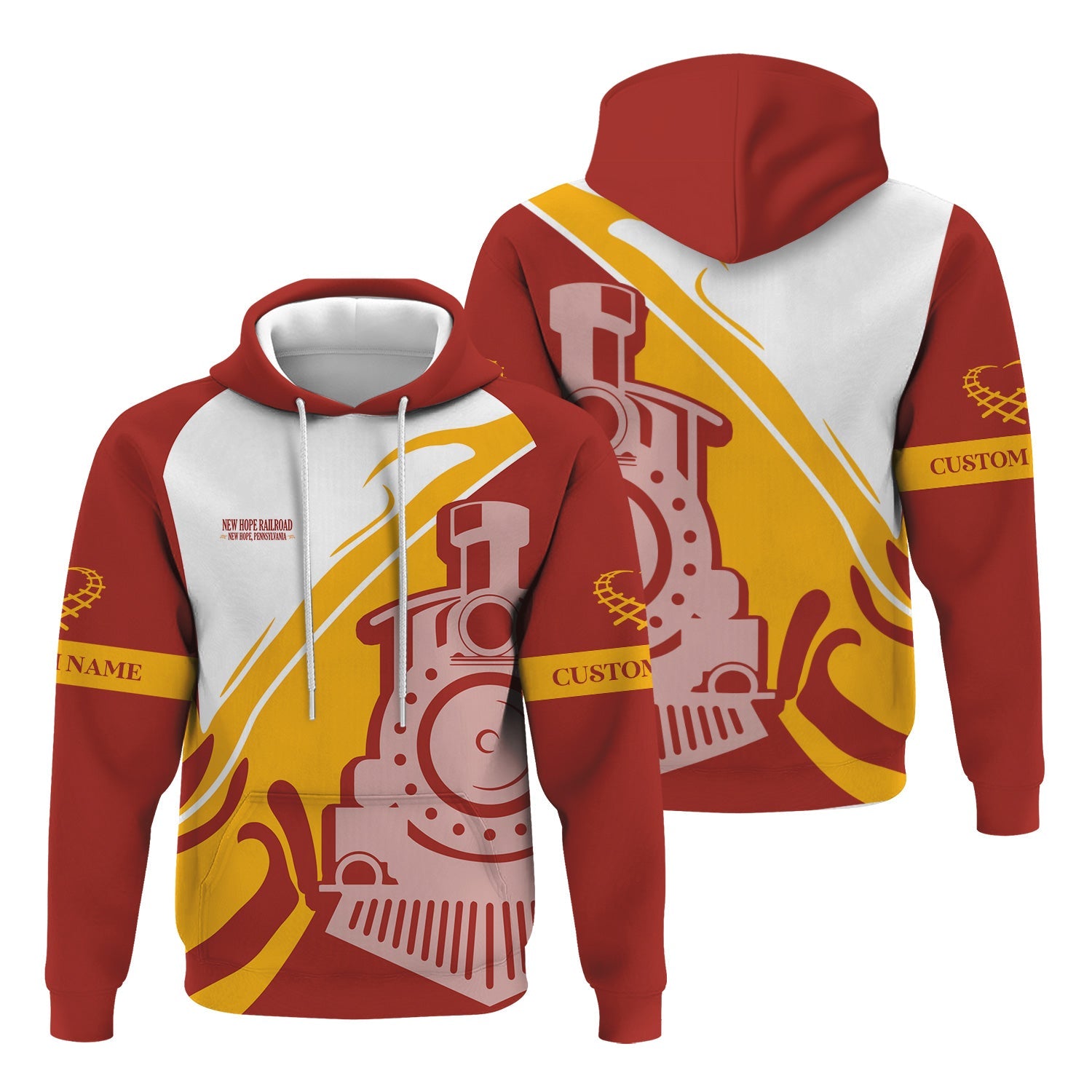 Railspirit Personalized New Hope Railroad Hoodie Flame-Inspired Style Zip Up Hoodie Gift Idea For Train Lovers