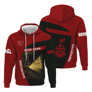 Railspirit Personalized Wisconsin Central Ltd Railroad Hoodie All Aboard Steam Train Movie Projector Style Zip Up Hoodie