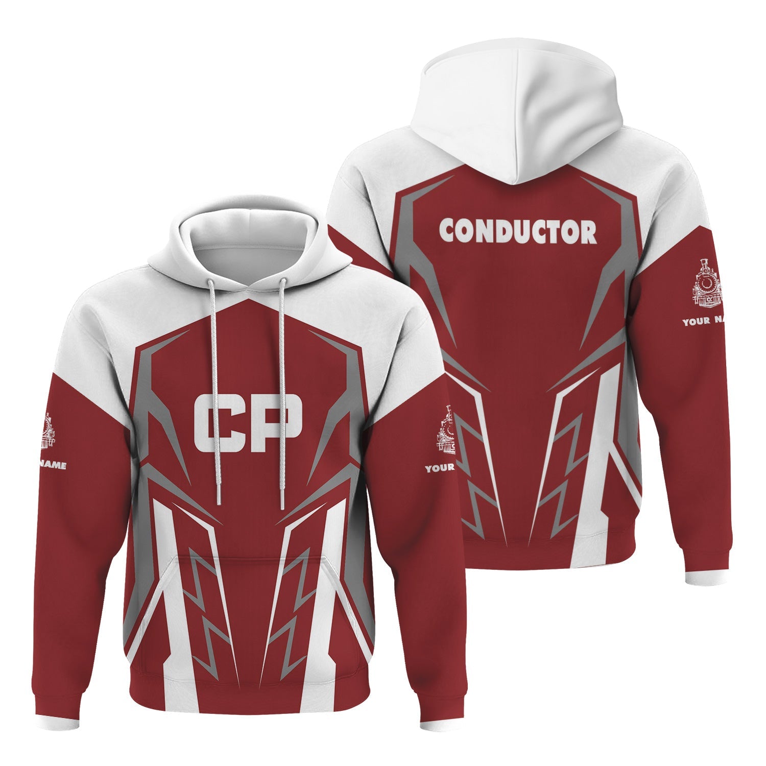 Railspirit Personalized Canadian Pacific Railroad Hoodie Futuristic Design with Custom Job Train Zip Up Hoodie