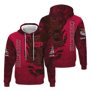 Railspirit Personalized Canadian Pacific Railroad Hoodie Blazing Style with Custom Position Train Zip Up Hoodie