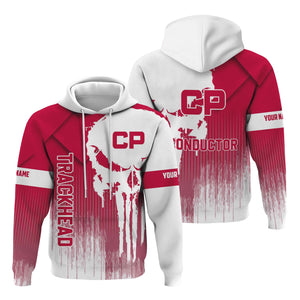 Railspirit Personalized Canadian Pacific Railroad Hoodie Skull Design with Custom Job Train Zip Up Hoodie for Trackhead Crew