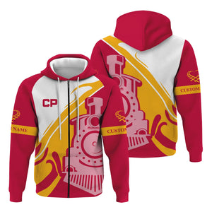 Railspirit Personalized Canadian Pacific Railroad Hoodie Flame-Inspired Style Zip Up Hoodie Gift Idea For Train Lovers