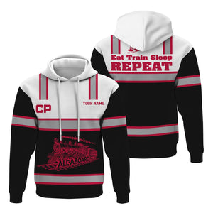 Railspirit Custom Name Canadian Pacific Railroad Hoodie Eat Train Sleep Repeat Printed Train Zip Hoodie