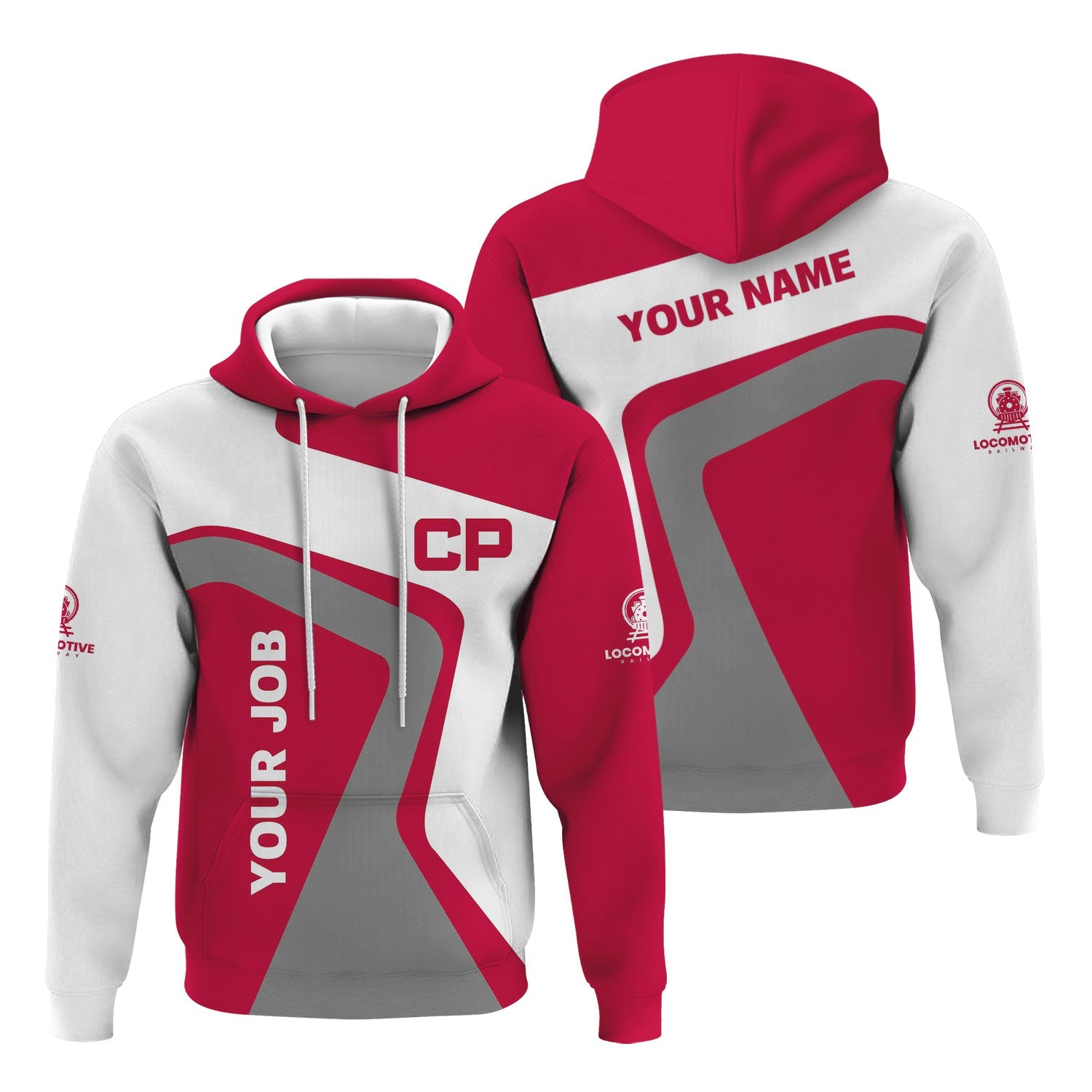 Railspirit Personalized Canadian Pacific Railroad Hoodie Unique Design with Custom Job Position Train Zip Up Hoodie